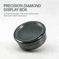 U-choice Metal Diamond Parcel Box, Tungsten-Steel-Finish Round Gem Display Case with Glass Window and Memory Foam Pad, Loose Diamond Storage Container – Large 44mm / Small 32mm