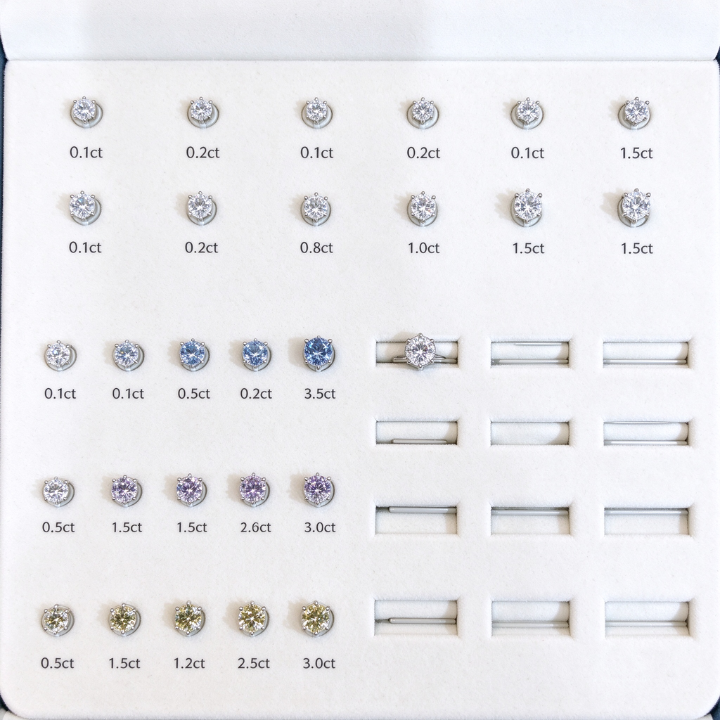 Uchoice Magnetic Diamond Display Set and Jewelry Store Ring Sizing Kit with 22 Diamond Simulants 0.1–3.0ct in White and Blue and Pink and Yellow and 12 Ring Settings with Professional Bridal Sales Tool