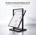 4C Diamond Quality Display Stand | Flipable Counter Stand with Mirror Back | Diamond Cut, Carat, Clarity & Color Reference for Jewelry Store Consultation