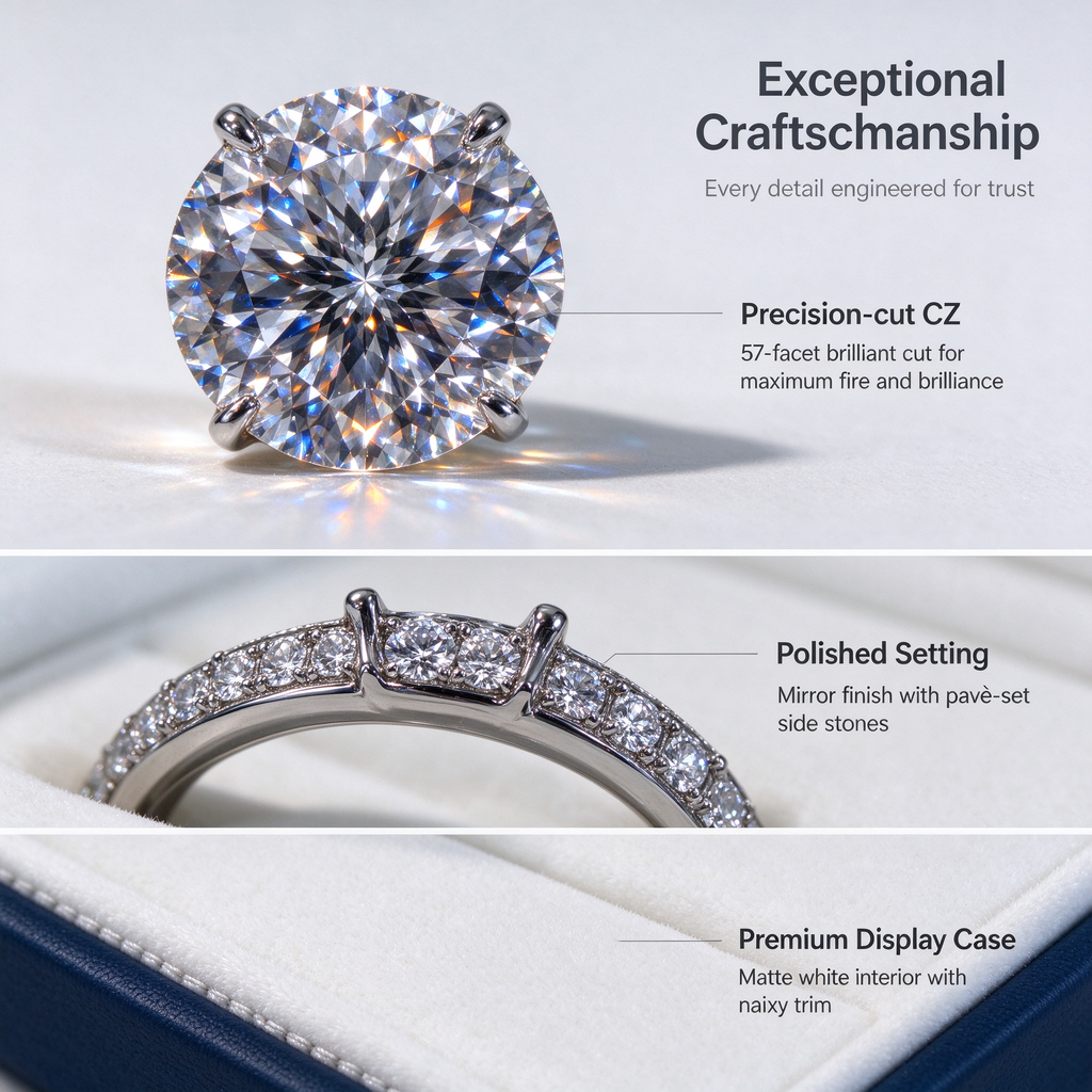 Uchoice Magnetic Diamond Display Set and Jewelry Store Ring Sizing Kit with 22 Diamond Simulants 0.1–3.0ct in White and Blue and Pink and Yellow and 12 Ring Settings with Professional Bridal Sales Tool