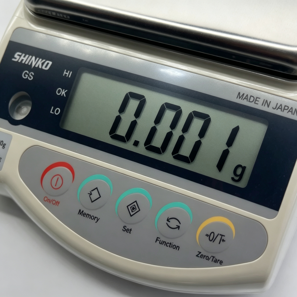 SHINKO GS223 Precision Digital Analytical Balance, 220g x 0.001g High-Precision Jewelry & Lab Scale, Stainless Steel Pan, Multi-Unit (g/ct/ozt/tl), Counting & Percentage Modes, Made in Japan