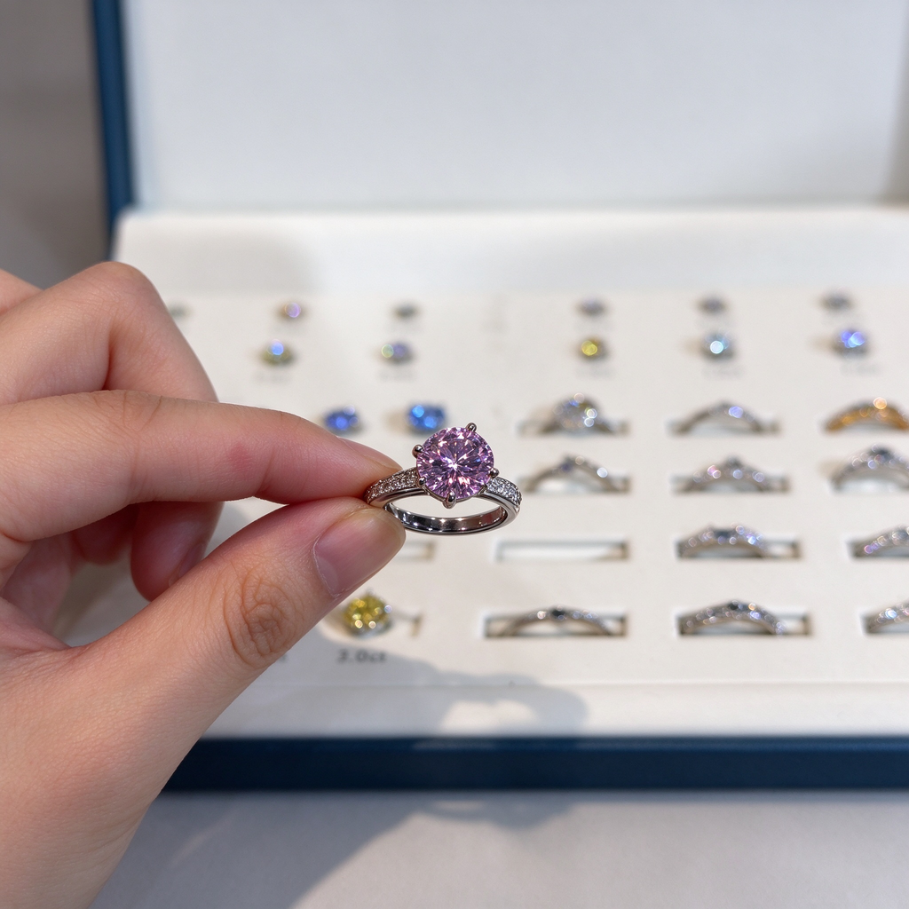 Uchoice Magnetic Diamond Display Set and Jewelry Store Ring Sizing Kit with 22 Diamond Simulants 0.1–3.0ct in White and Blue and Pink and Yellow and 12 Ring Settings with Professional Bridal Sales Tool