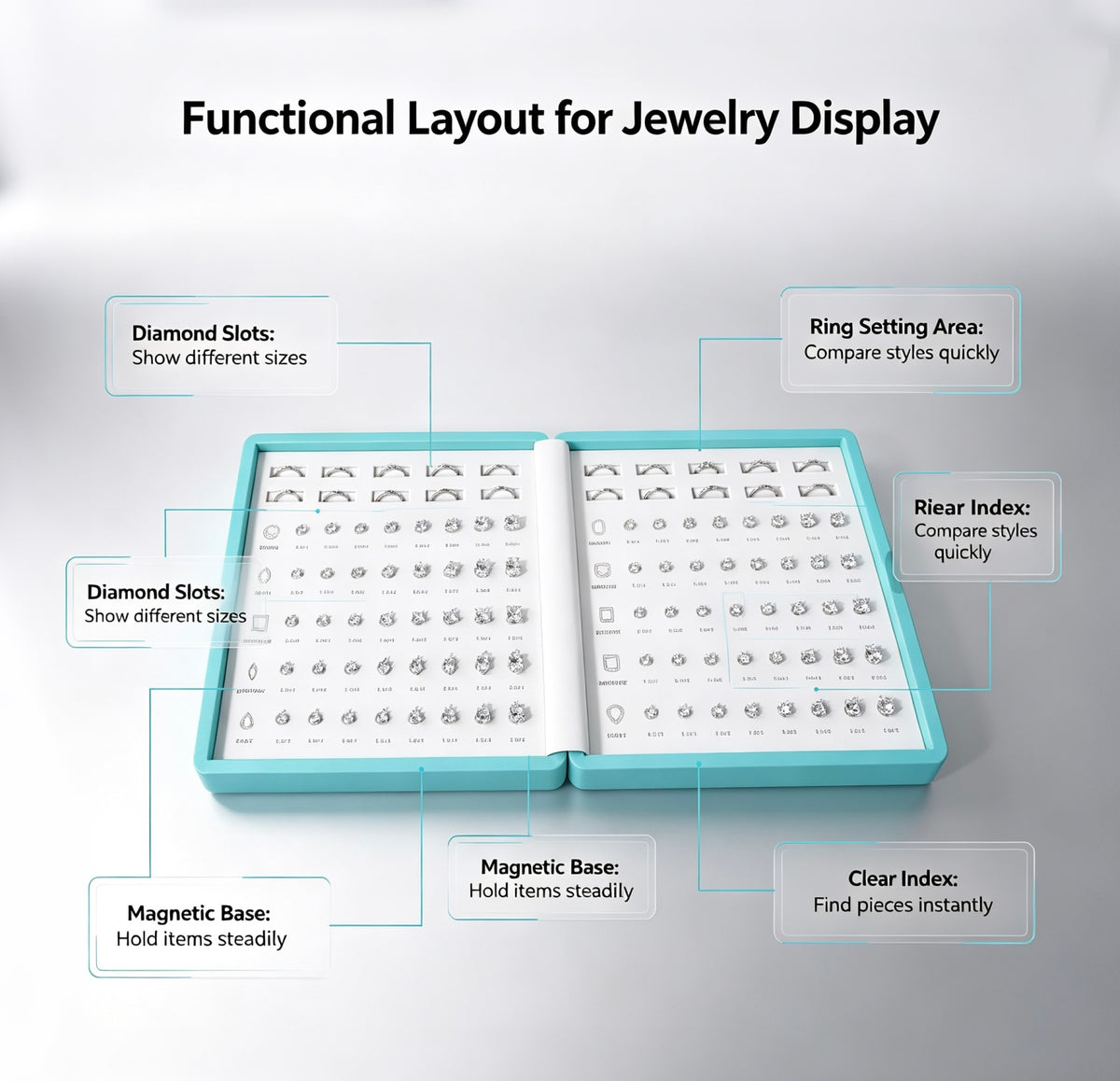 Magnetic Diamond & Ring Setting Display Book