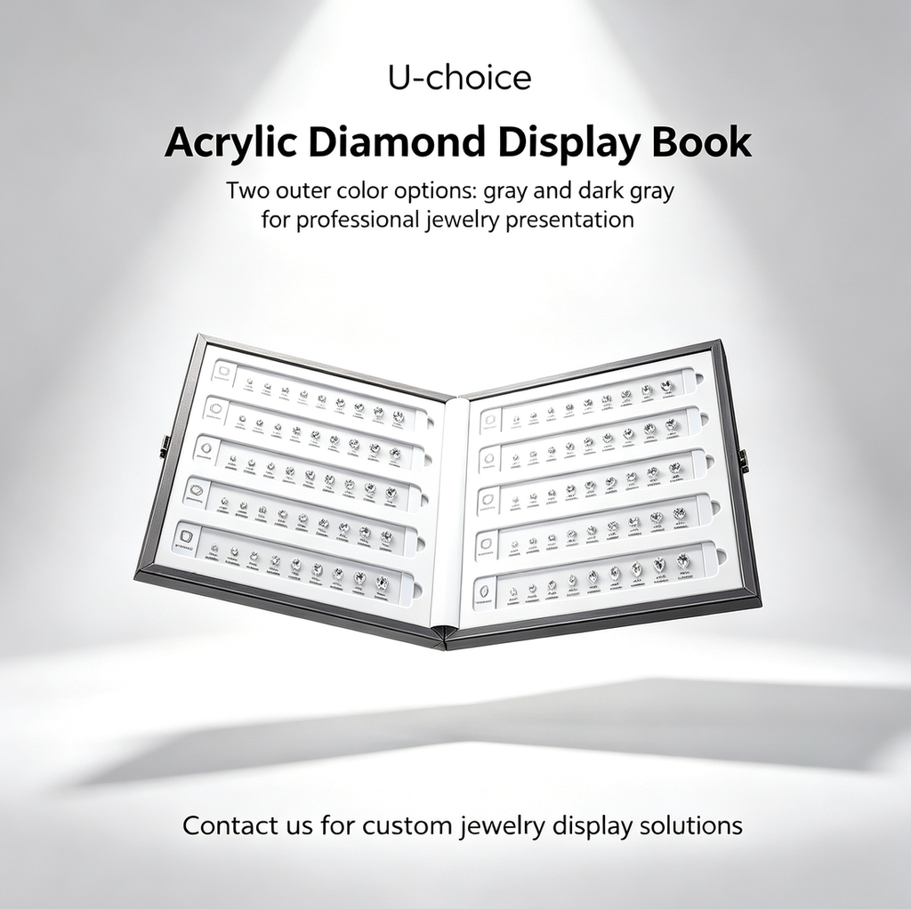 Removable Acrylic Diamond Display Book | Hands-On Diamond Shape & Size Comparison Tray for Jewelry Stores, Client Consultation and Trade Shows